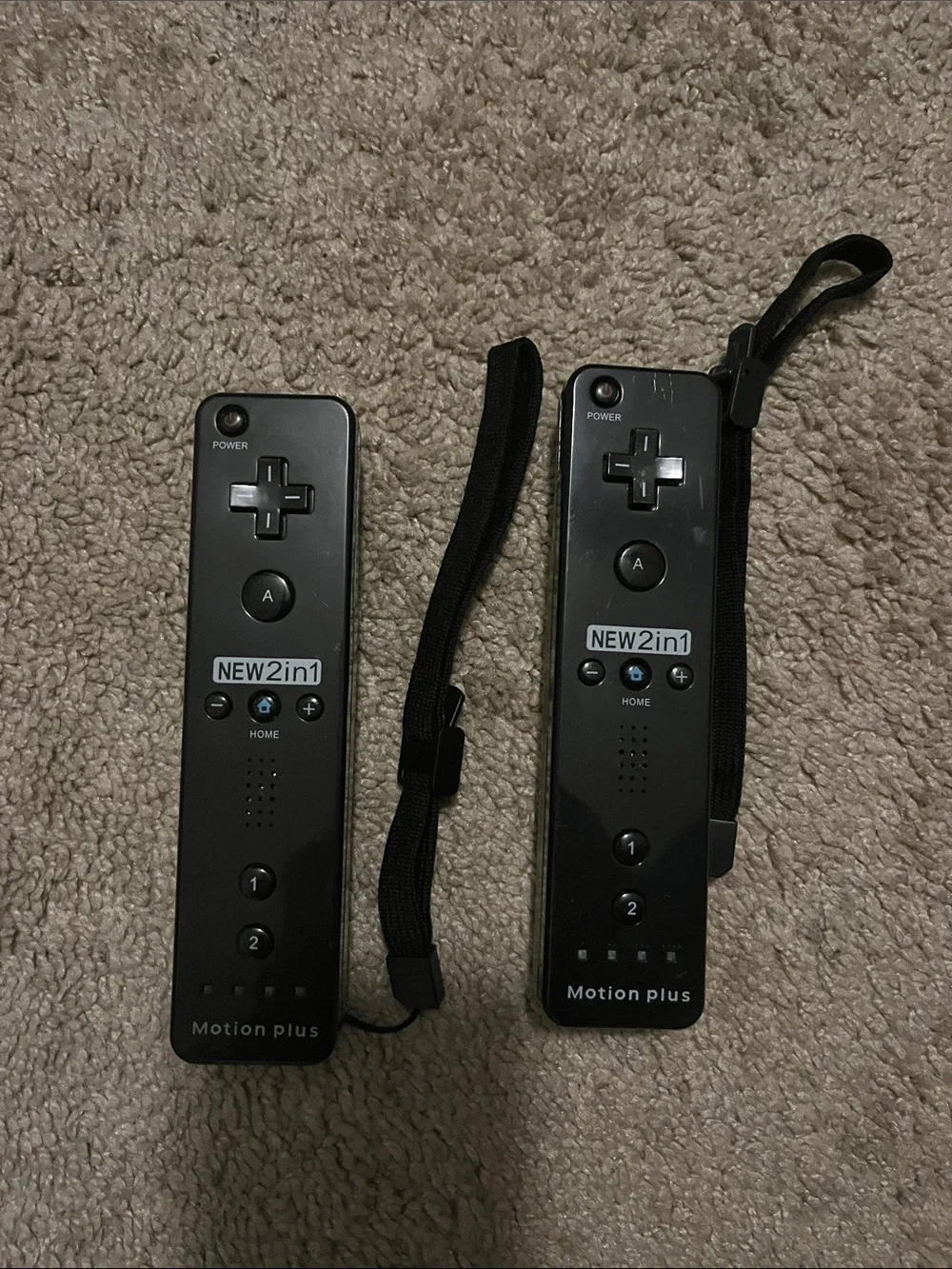 Set of two Black Motion Plus 2-in-1 Wireless Game Remotes (Pair)